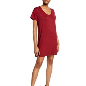 RAG AND BONE Red Marled Short Sleeve Crew Neck T-Shirt Dress